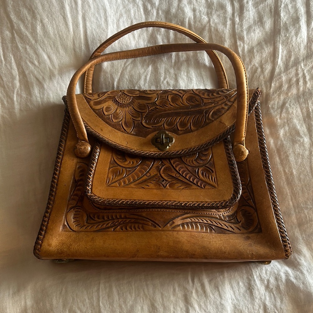 Vintage Tooled Leather Bag